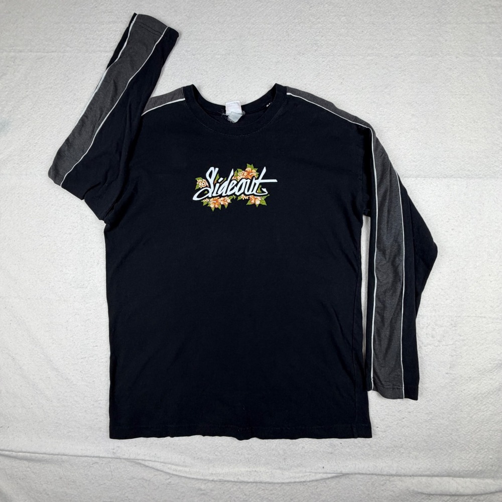 Vintage Sideout Long Sleeve Shirt Black Iguana Graphic Surf Y2K Mens XL